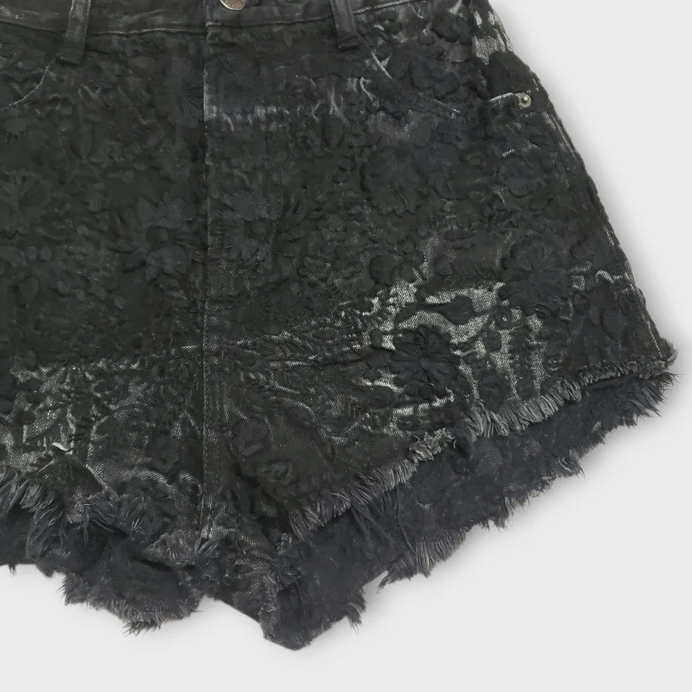 Free People Etienne Field Cutoff Shorts Black Embroidered OB477488 Womens Sz 27‎